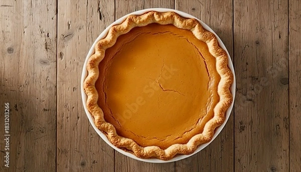 Obraz Warm Pumpkin Pie On Wood Table Autumn Dessert Scene