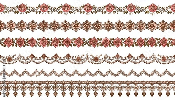 Obraz Floral lace borders with decorative elements.