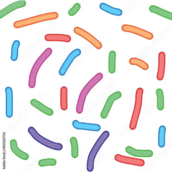 Obraz Colorful, abstract, scattered sprinkles on a white background, creating a festive and playful pattern.
