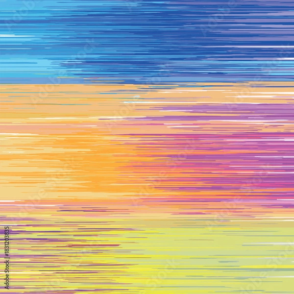 Obraz Abstract horizontal brush strokes in vibrant blue, yellow, pink, and green create a textured, colorful background.