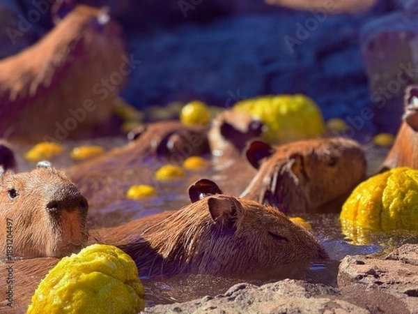 Fototapeta カピバラゆず温泉