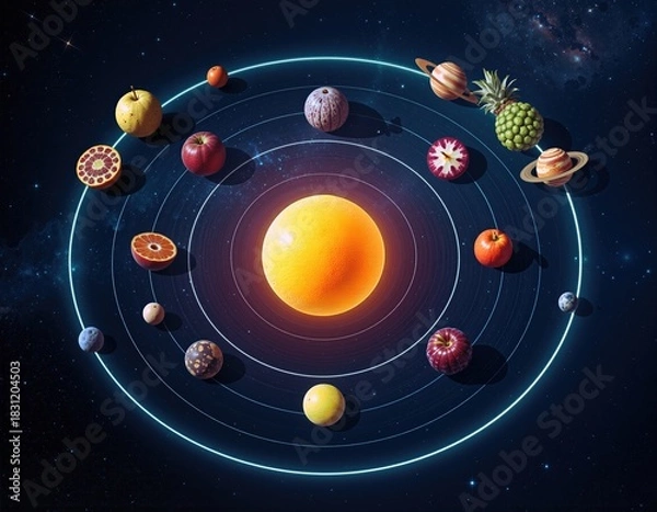 Fototapeta Fruitful Cosmic System Fresh Produce in Orbit