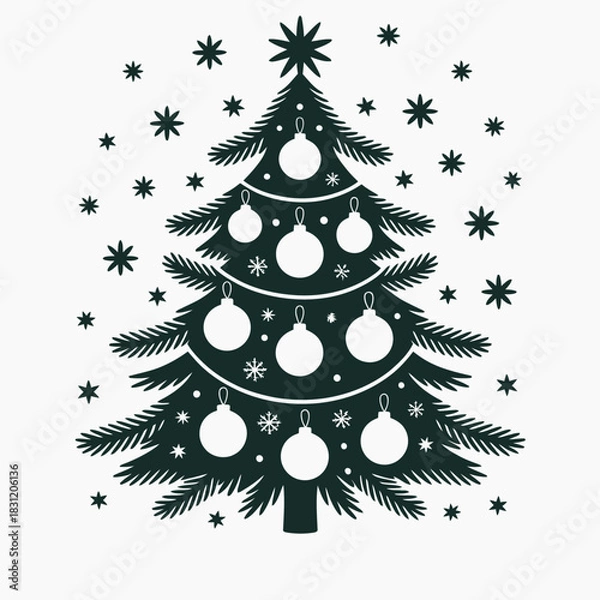 Obraz A stylized Christmas tree decorated with round ornaments s