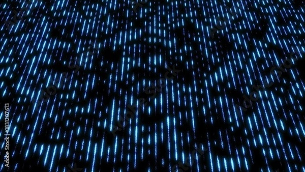 Fototapeta Abstract background blue on a black background glowing neon lines stripes futuristic hi-tech flying with glow effect