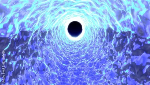 Fototapeta Tunnel blue from sparkling transparent shiny natural clean water