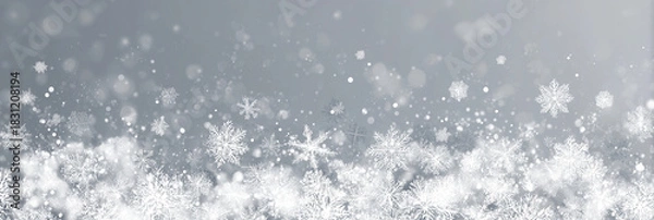 Obraz Winter Snowflakes on Gray Background