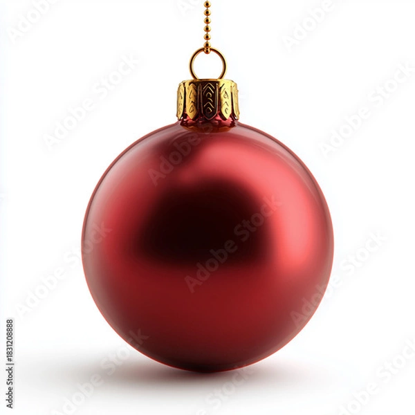 Obraz Red Christmas Bauble Isolated on Light Background

