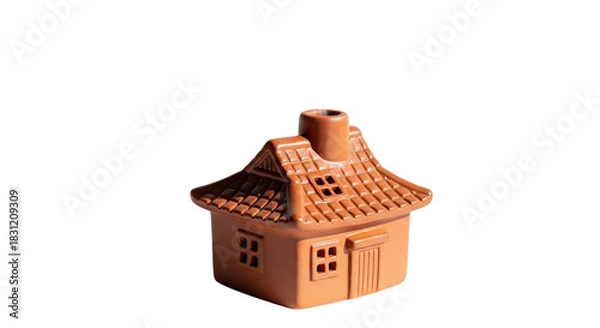 Fototapeta Miniature Terracotta House Ornament Isolated on Transparent Background