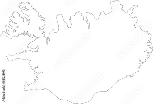 Fototapeta Iceland Map Stroke Outline Stroke Transparent Editable Vector