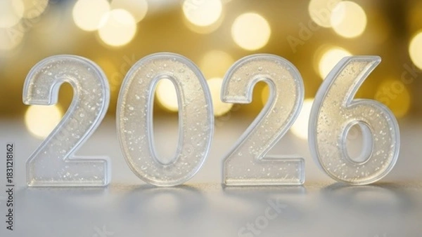Fototapeta Year 2026 with Sparkling Golden Bokeh Lights Celebrating New Beginnings.