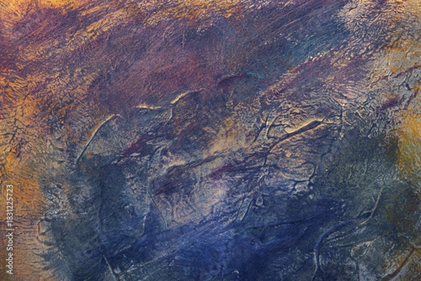 Fototapeta Abstract vivid brush stroke patterns blend together to form a dynamic textured artistic grunge styled painted background