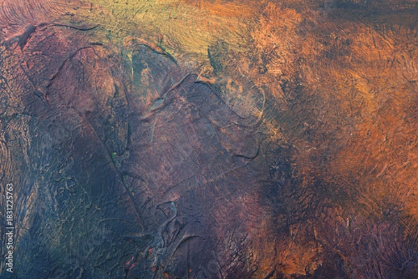 Fototapeta Abstract vivid brush stroke patterns blend together to form a dynamic textured artistic grunge styled painted background