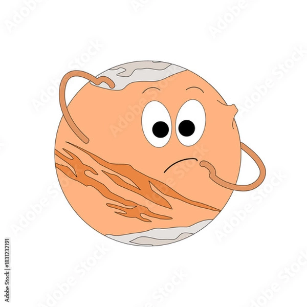 Fototapeta Character of the planet Mars thinking. Isolated vector illustration on white background for children's book, print, stickers.