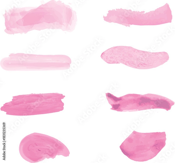 Obraz Pink Watercolor Brush Strokes Set