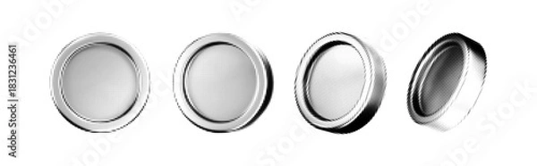 Fototapeta Set of money with dot grainy gradation white and black effect in comic style. Halftone coins set with a dotted collage texture, isolated on a white background. Retro game token. 3d halftone vector