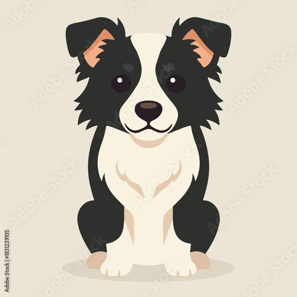 Obraz Smart Border Collie Cartoon Icon