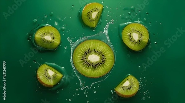 Obraz kiwi fruit slice splash with water