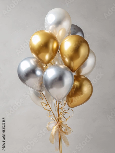 Obraz gold balloons and silver balloons