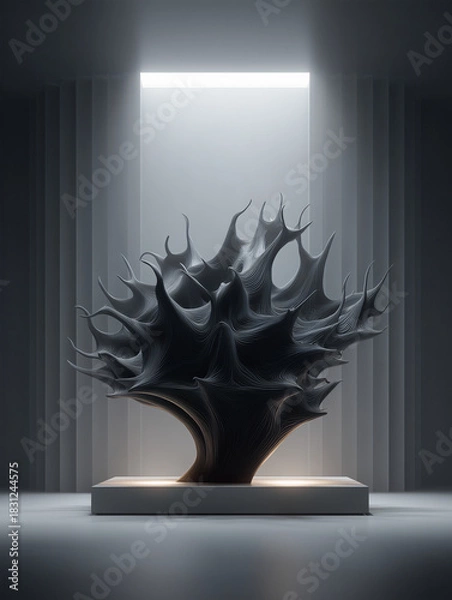 Fototapeta Futuristic Dark Sculptural Form Exhibit