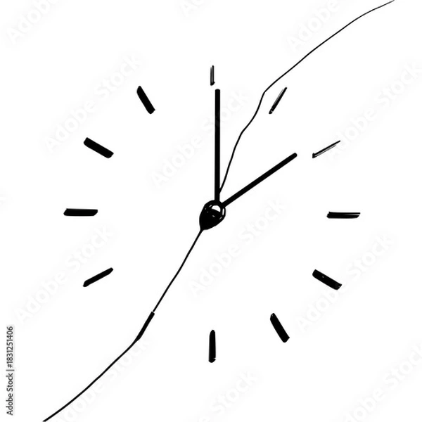 Fototapeta Is time running out? a minimalist illustration of a person walking under a clock, pondering life choices