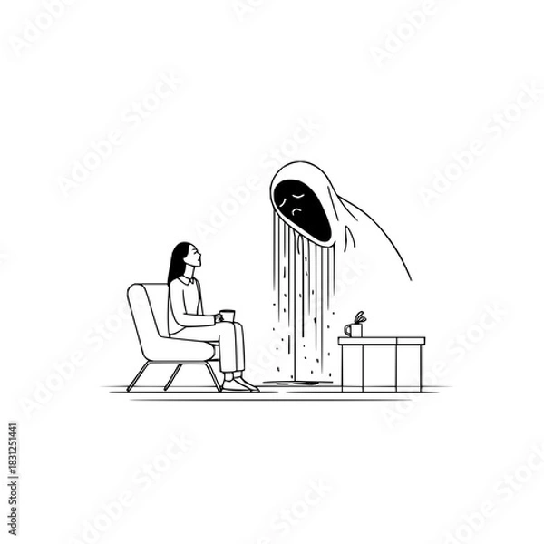 Fototapeta Two birds on a cliff edge contemplating the abyss: a minimalist masterpiece that speaks volumes about life