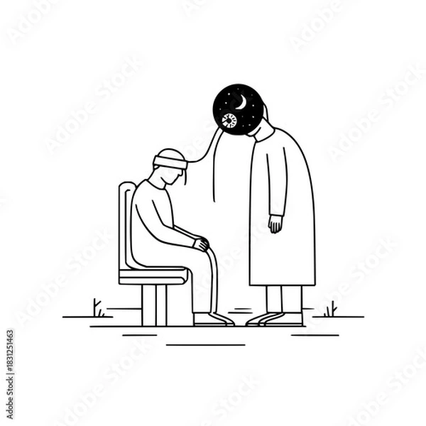 Fototapeta Battling the inner demons: a haunting illustration of facing your fears and overcoming mental health struggles