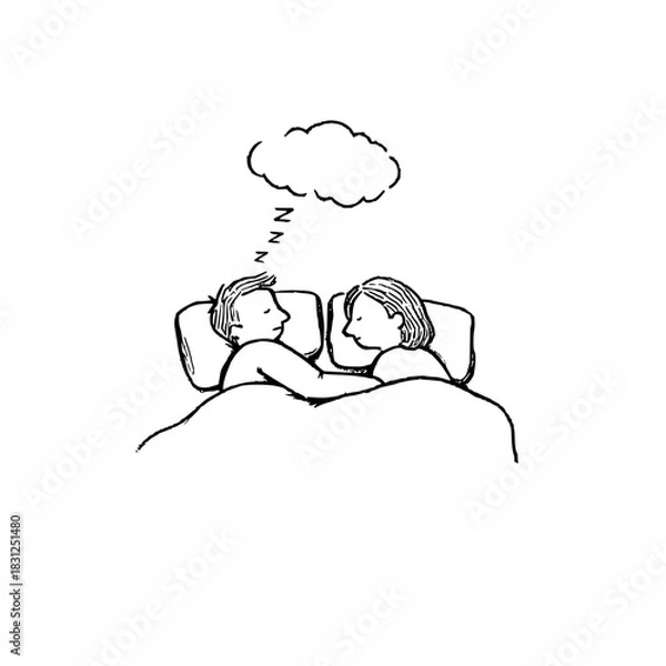 Fototapeta Ever wonder what your partner is dreaming about while you're both sleeping? here's a glimpse into dreams