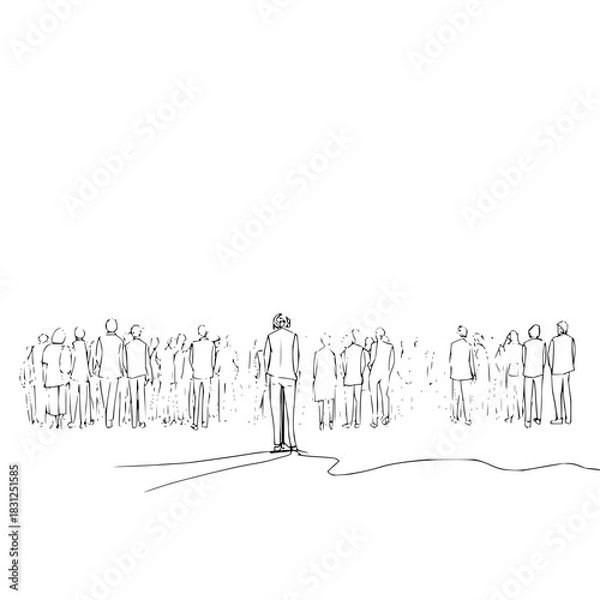 Fototapeta Feeling lost in the crowd? you are not alone, this image captures the essence of modern day isolation, share it