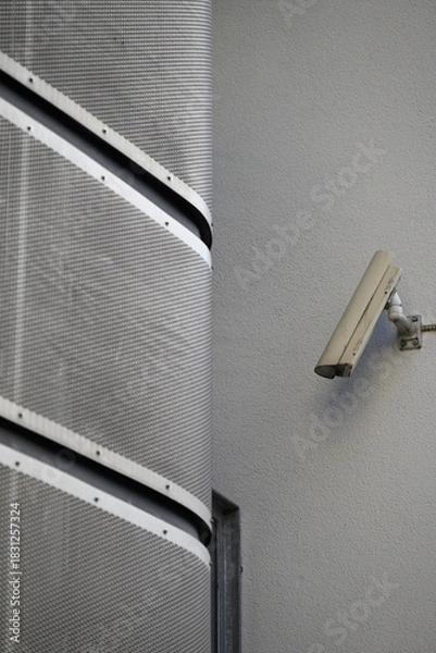 Obraz Details of Security Cameras on different buildings. Hamburg city near Hamburg Port.