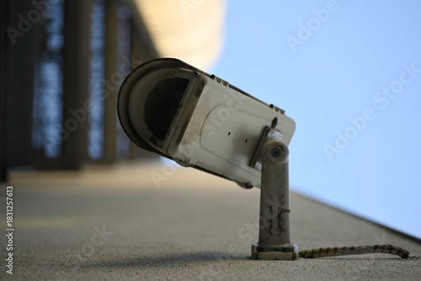 Obraz Details of Security Cameras on different buildings. Hamburg city near Hamburg Port.