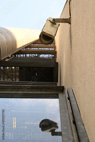 Obraz Details of Security Cameras on different buildings. Hamburg city near Hamburg Port.