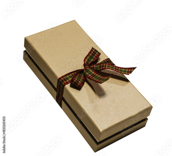 Fototapeta Beautiful beige gift box isolated