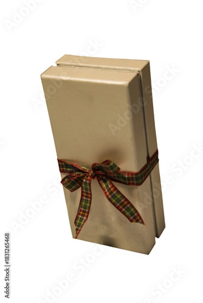 Fototapeta Beige gift box isolated