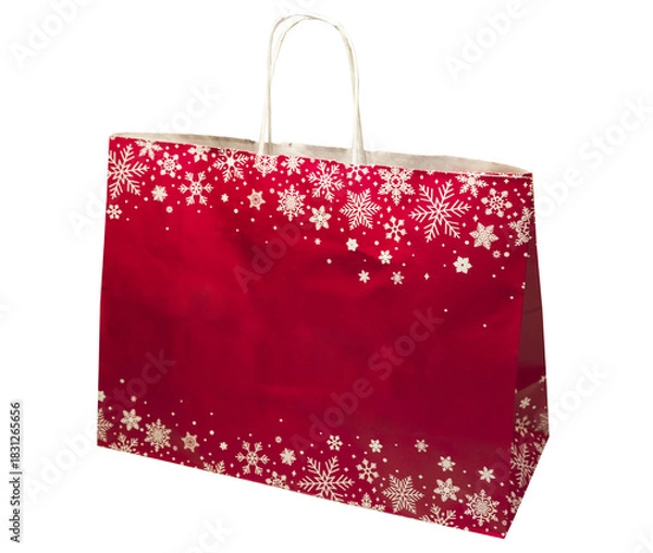 Fototapeta Red paper shopping bag isolated