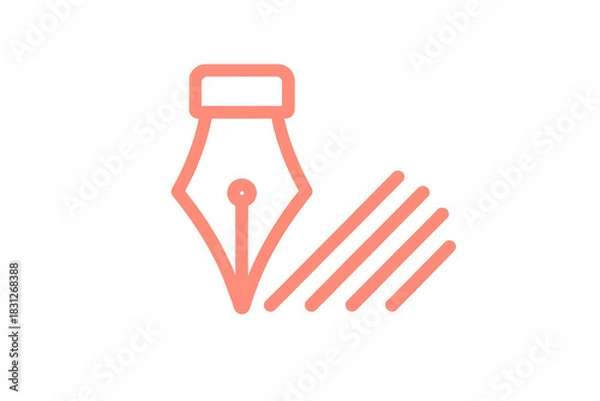 Fototapeta Fountain pen nib writing lines icon transparent