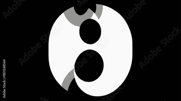 Fototapeta Mesmerizing Abstract White and Grey Flowing Organic Shapes on Black Background. Modern Minimalist Motion Graphics