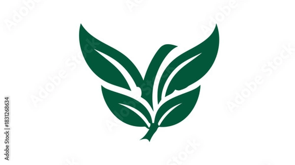 Fototapeta Minimalist green leaves vector icon. Natural organic plant symbol illustration representing growth, eco-friendliness, and nature concepts.