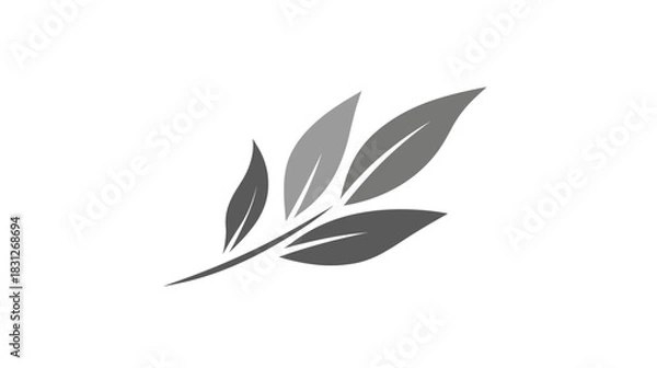 Fototapeta Abstract Grey Plant Branch with Organic Leaves Vector Illustration for Nature, Growth, Ecology, and Organic Design