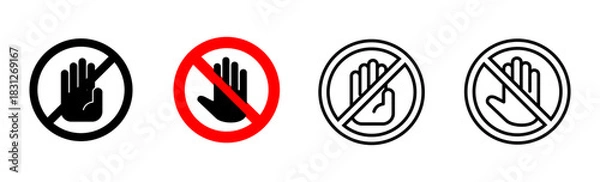 Obraz Stop icon set. stop road sign. hand stop icon vector