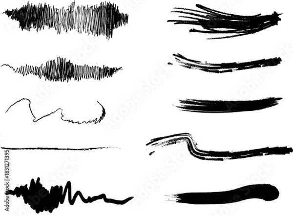 Obraz Black Watercolor Brush Marks Pack