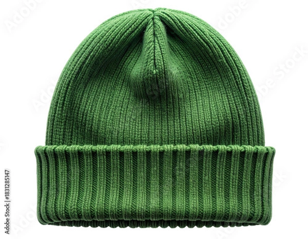 Fototapeta Top-Down View of Folded Green Winter Beanie, PNG Isolated