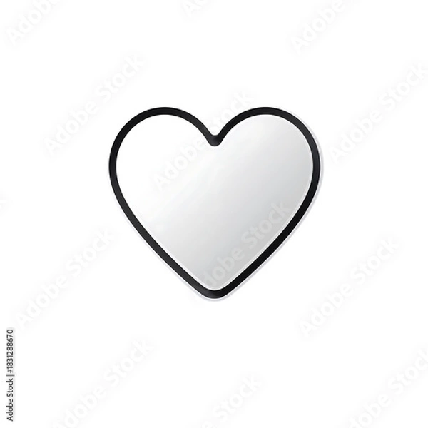 Fototapeta White glossy heart icon with elegant black outline. love, like, health symbol. isolated on transparent background