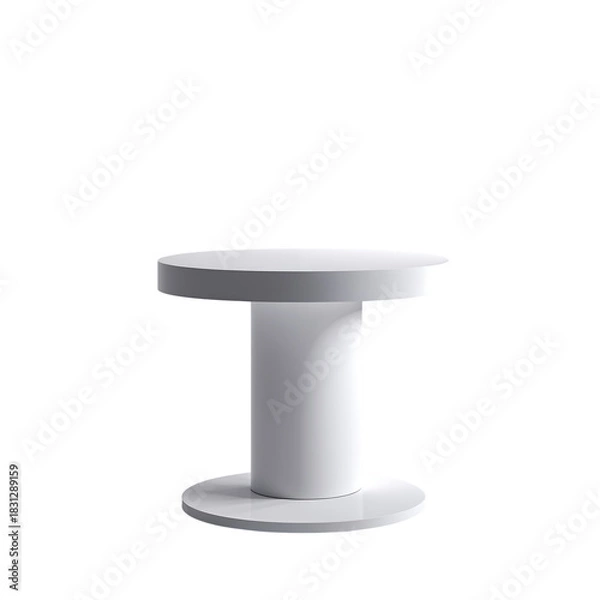 Fototapeta White cylindrical display stand product podium pedestal for presentation isolated on transparent background