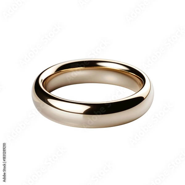 Fototapeta Polished gold wedding band ring, an elegant symbol of commitment and luxury. isolated on transparent background