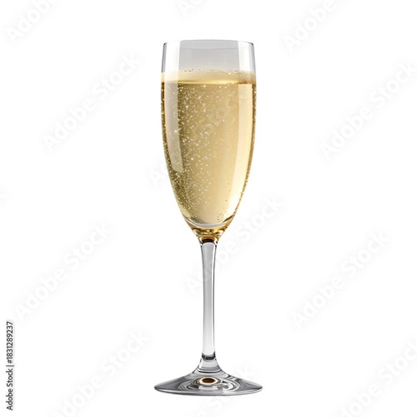 Fototapeta Golden sparkling wine in an elegant champagne flute, celebrating success isolated on transparent background