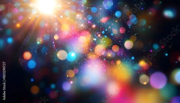 Fototapeta Iridescent light on black background