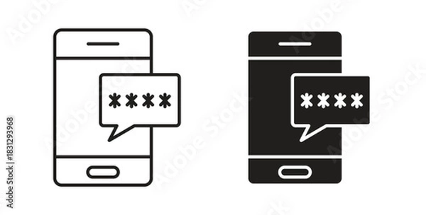 Obraz Otp sms password icon symbol. Vector EPS 10. line and glyph icon