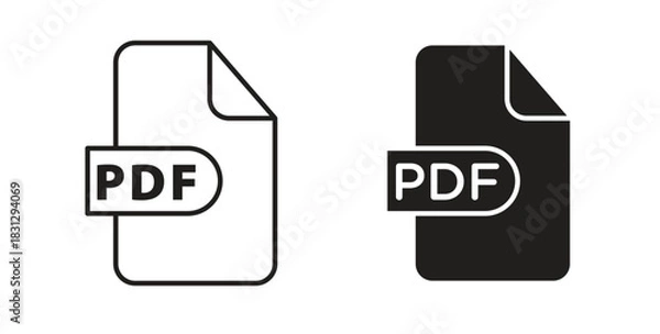 Obraz PDF file icon symbol. Vector EPS 10. line and glyph icon