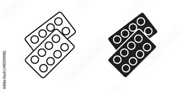 Obraz Pill blister symbol. Vector EPS 10. line and glyph icon icon symbol. Vector EPS 10. line and glyph icon