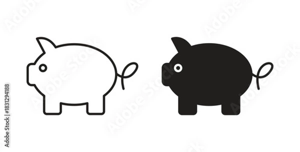 Obraz Piggy bank icon symbol. Vector EPS 10. line and glyph icon